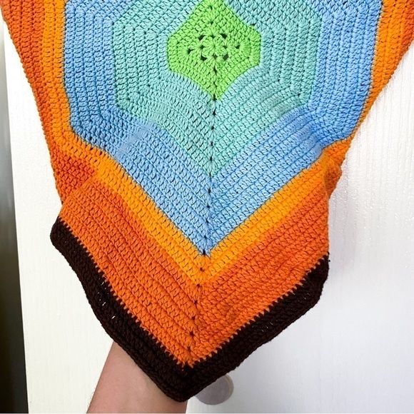 House Of Sunny Top Old Town Handkerchief Knit Halter Open-Back Retro Multi 8 GUC - Picture 3 of 11